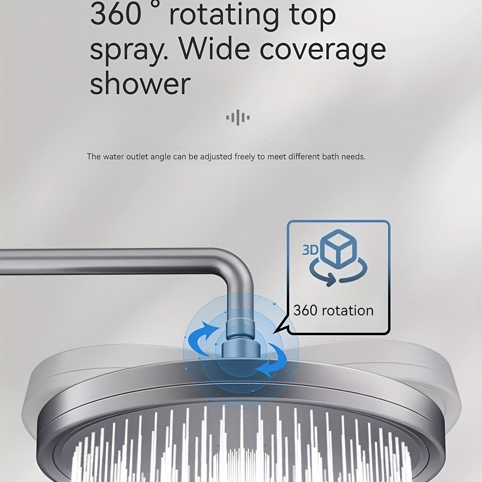 1pc Adjustable High Pressure Shower Head, Top Spray 6-speed Large Sprinkler, Pressurized Single Headheld Shower Head, Rain Sprinkler, Bathroom Accessoris