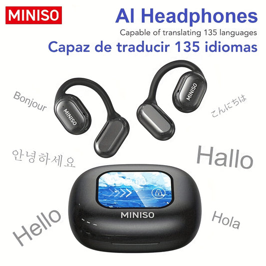 MINISO X30 Open Translation Headset Touch Screen BT5.4 Headphone Long Battery Life Strong Sound Quality Earbuds with Microphone Suitable for Work, Travel, Study