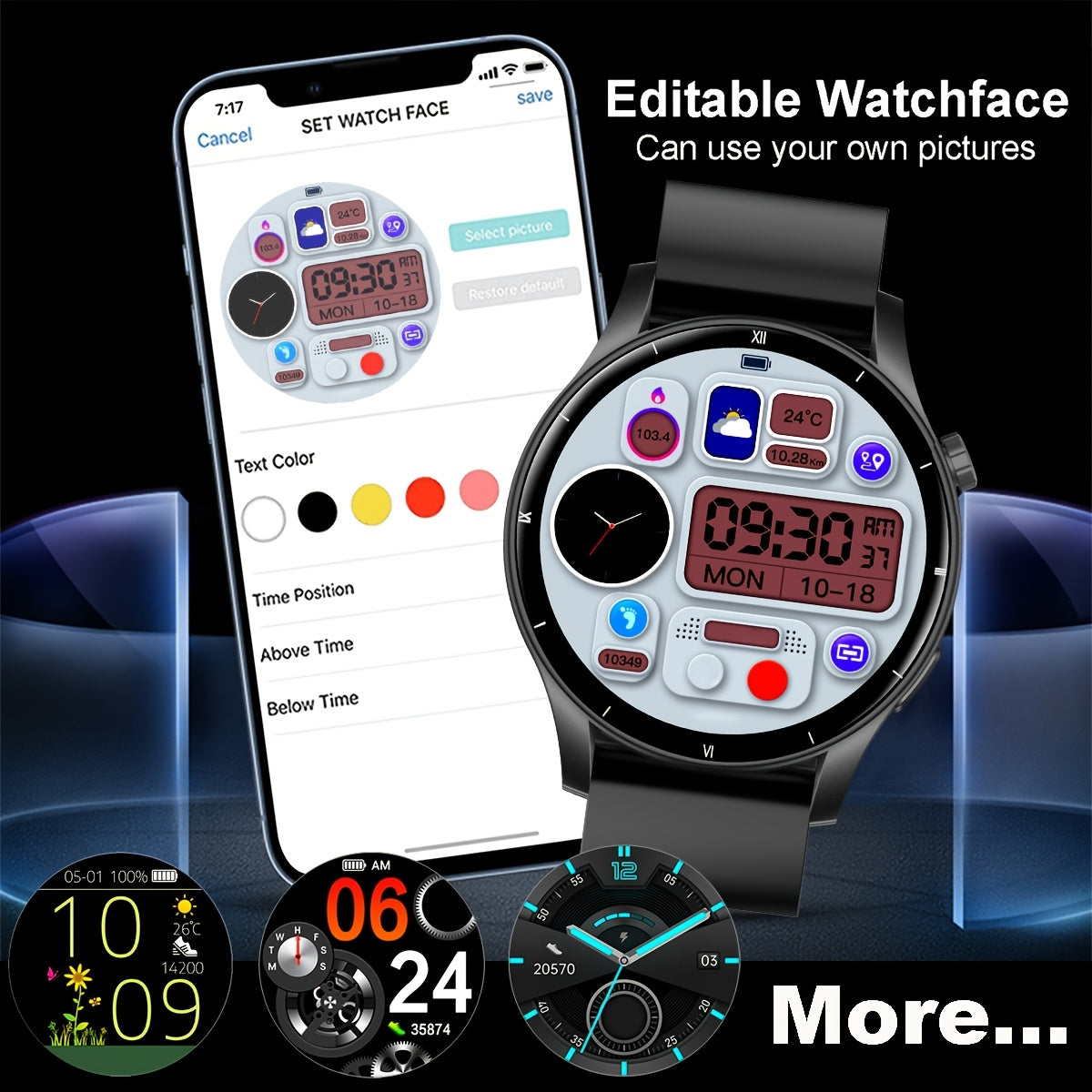 Coiusor Smartwatch for Men -, Touch Screen, Wireless Connectivity, 300mAh Rechargeable Battery, USB Charging, Silicone Band